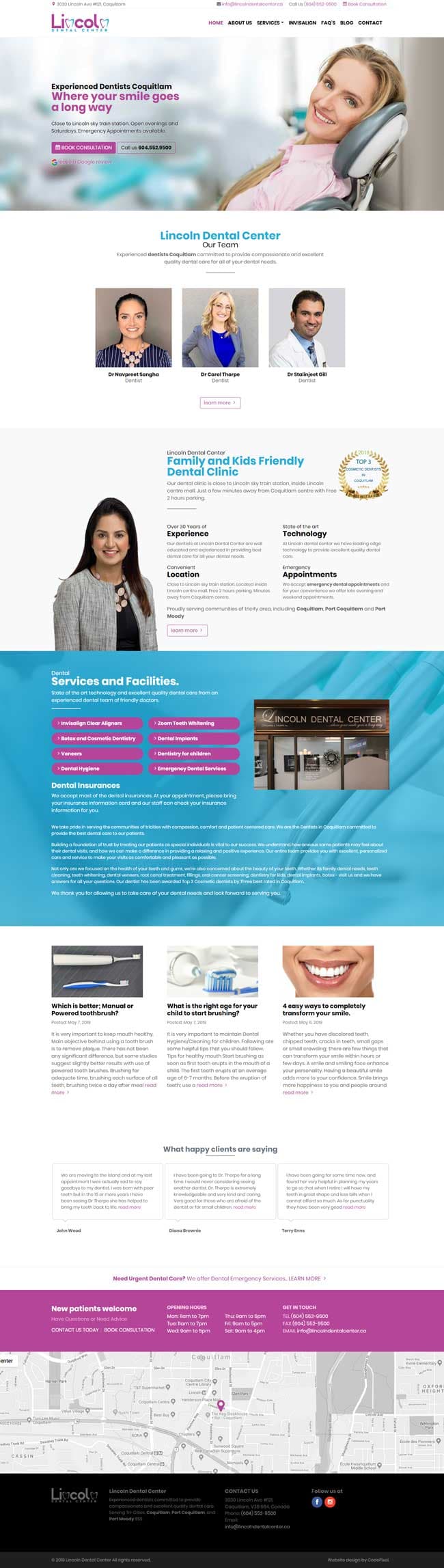 Lincoln Dental Center - Coquitlam — website by Code Pixel