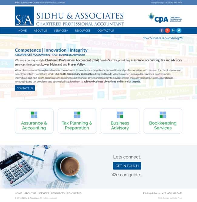 Sidhu & Associates (CPA) — website by Code Pixel